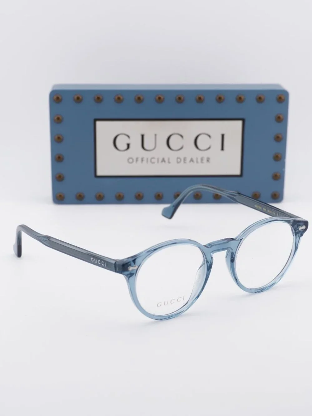 Gucci GG0738O 008 Round Eyeglasses - Transparent Blue 48mm